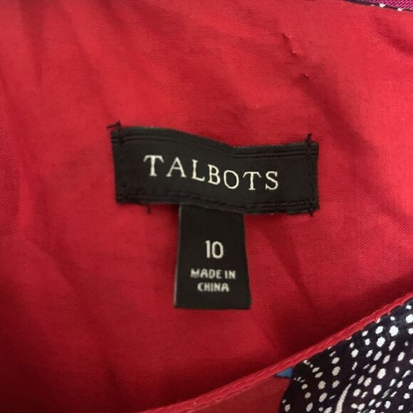 Talbots Dress Womens 10 Multicolor Floral Sleeveless Lined Tie Waist A-Line - Picture 6 of 8